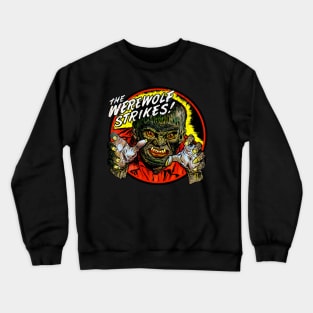 Retro Werewolf Strikes Comic Horror Vintage Merch Crewneck Sweatshirt